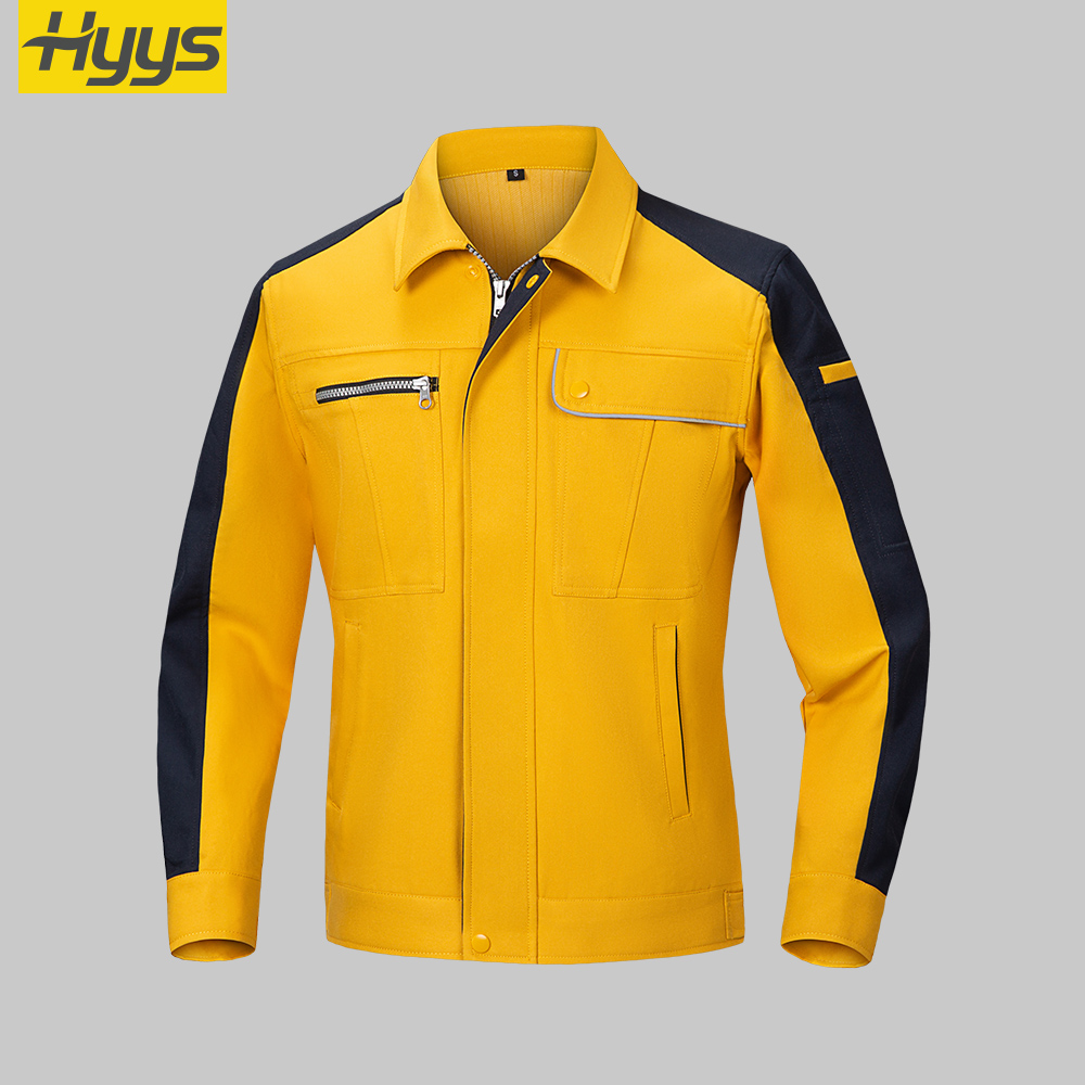 Yellow black color blocked jacket workwear