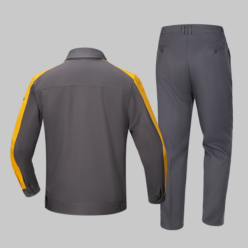 Grey color blocked workwear back