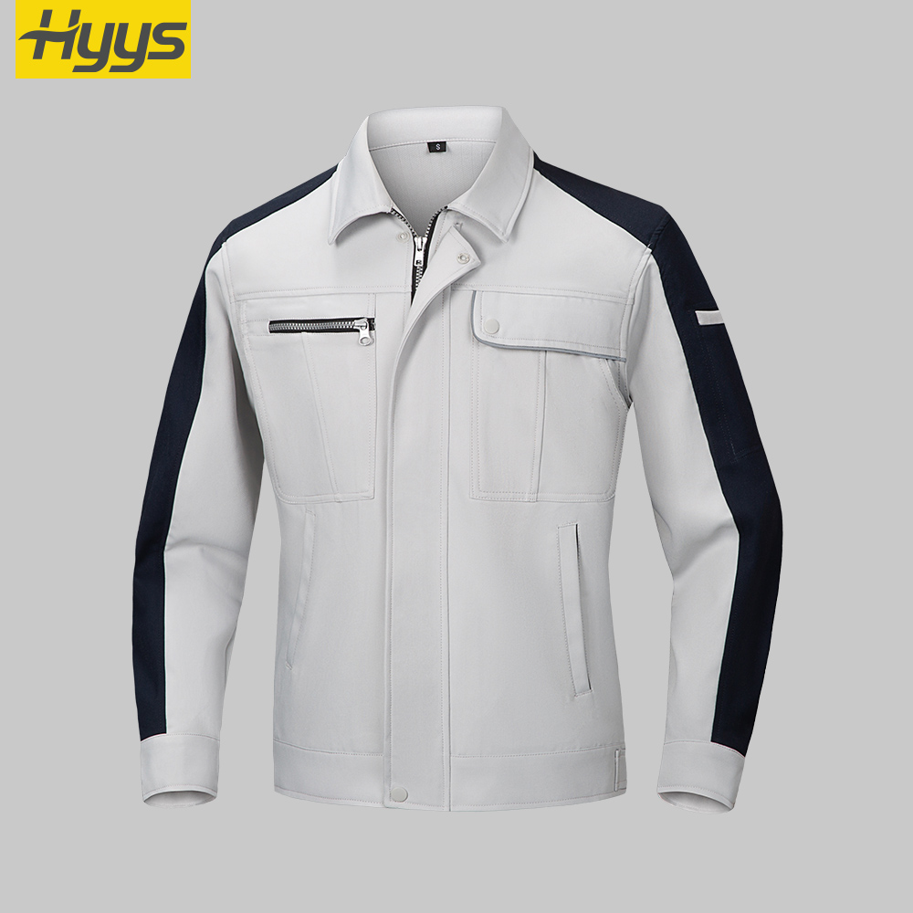 White and black color blocked jacket workwear