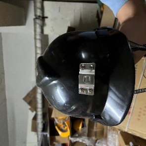 V-shaped black miner helmet