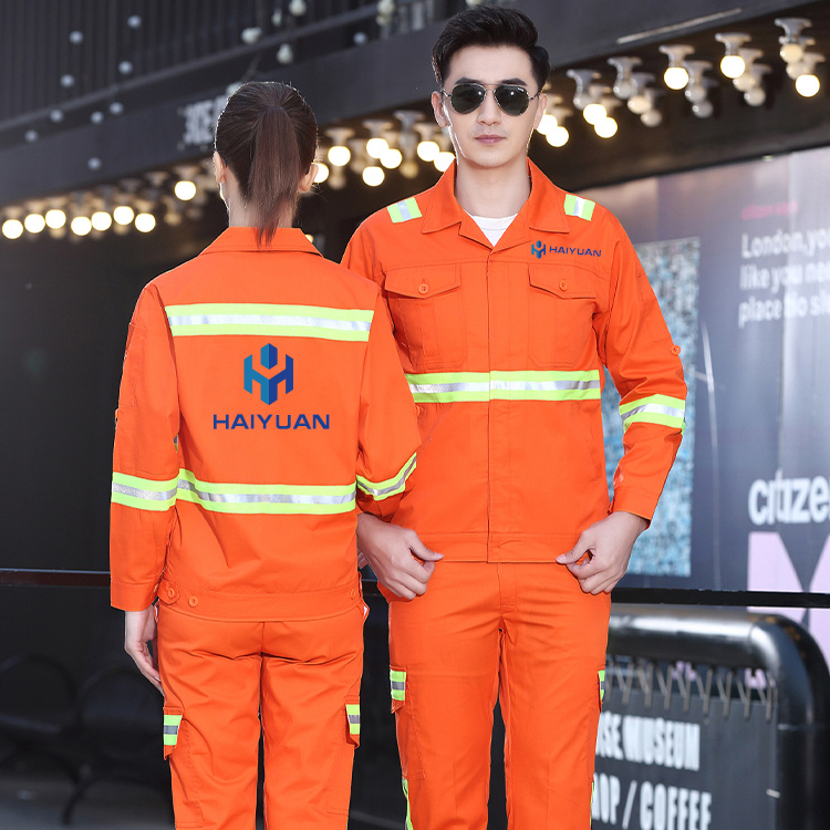 Display of the back and logo area of construction workers work clothes on the construction site