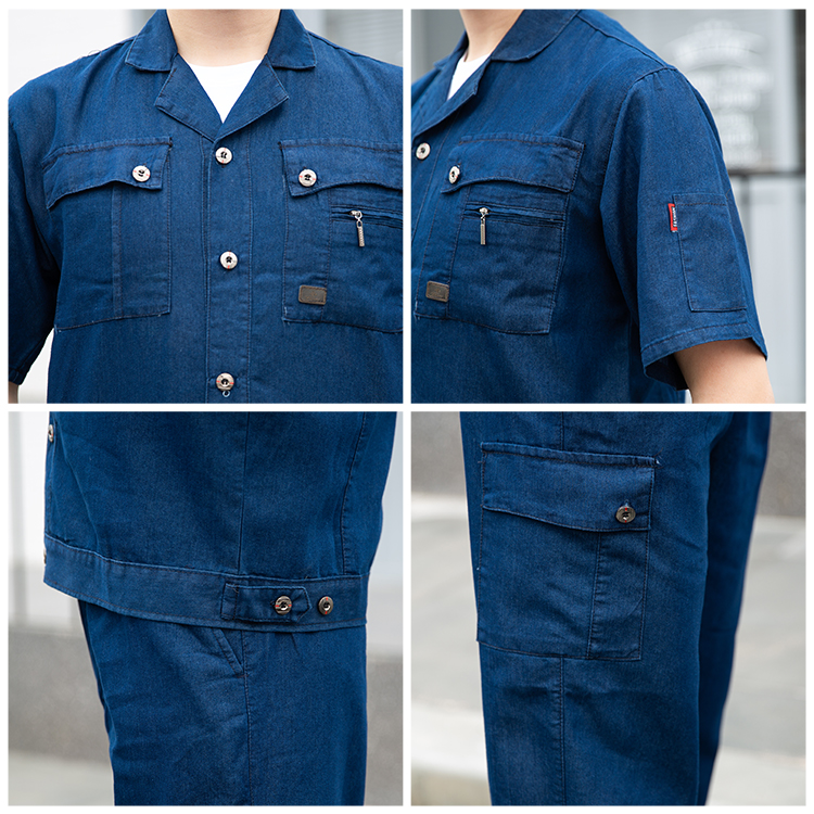 Cotton denim workwear jacket details