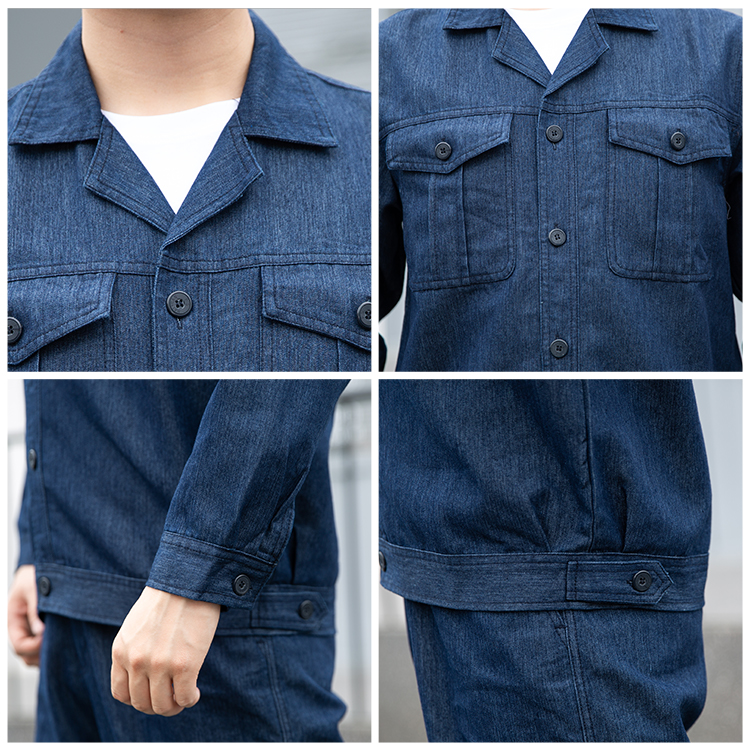 Customized denim workwear jacket details