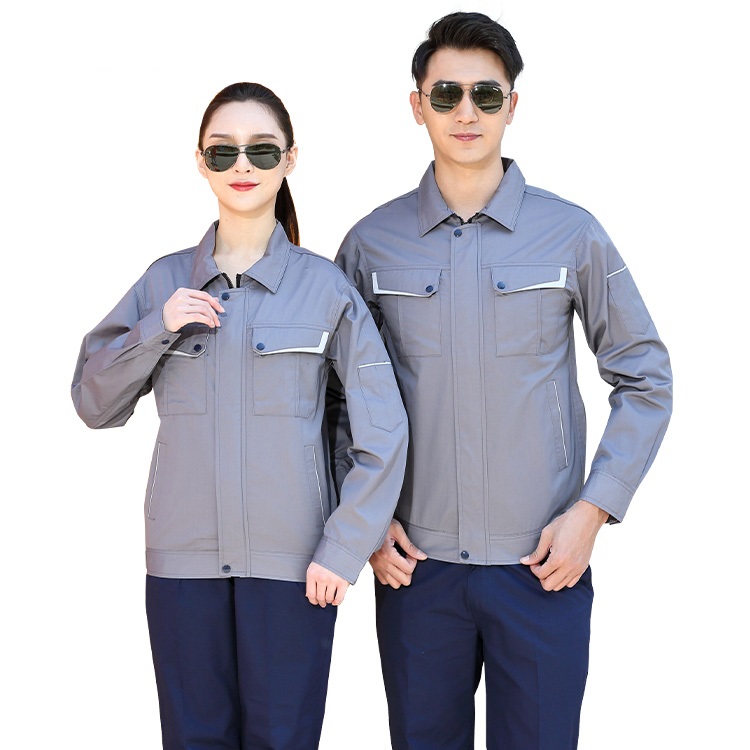 Customized mens workwear jacket light gray model display