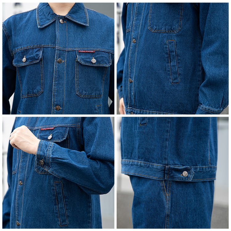 Denim workwear jacket set customization details