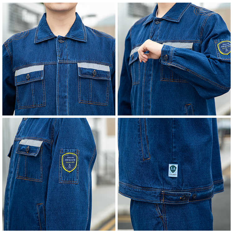 Details of anti-static protective denim work clothes