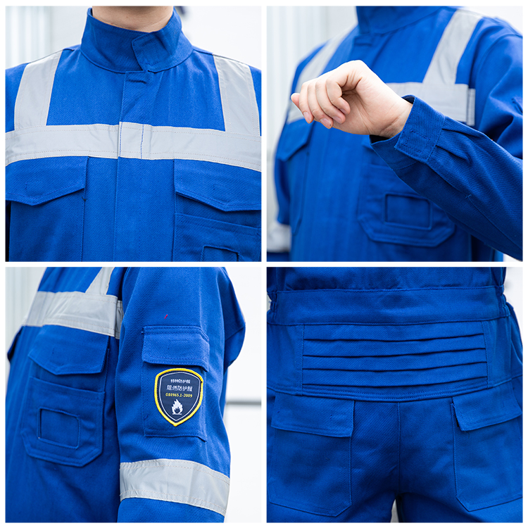 Details of integrated flame retardant and anti-static protective clothing