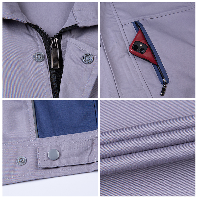 Details of short-sleeved work jacket and pants set