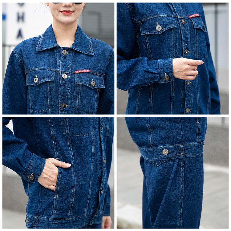 Display of heat-resistant welding denim workwear parts