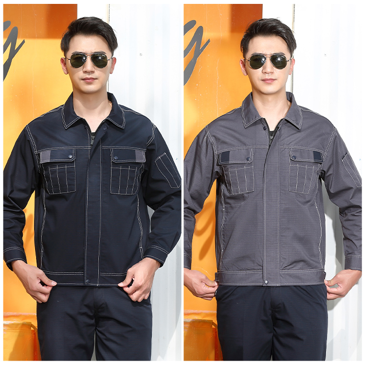 Durable denim workwear set with gray and black three-dimensional effect display image