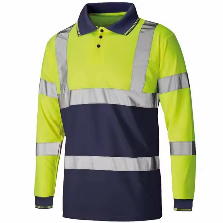 Hi Vis safety T-shirt long sleeved reflective shirt color blocked design