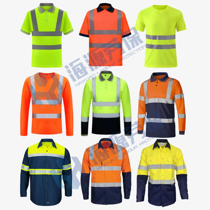 Hi Vis safety T-shirt long sleeved reflective shirt in 6 colors