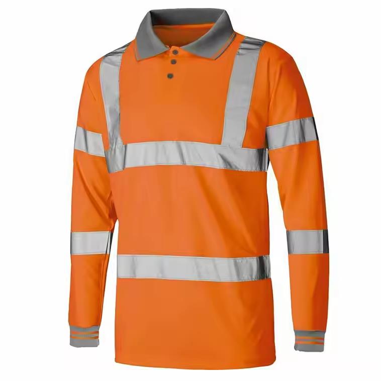 Hi Vis safety T-shirt long sleeved reflective shirt orange style