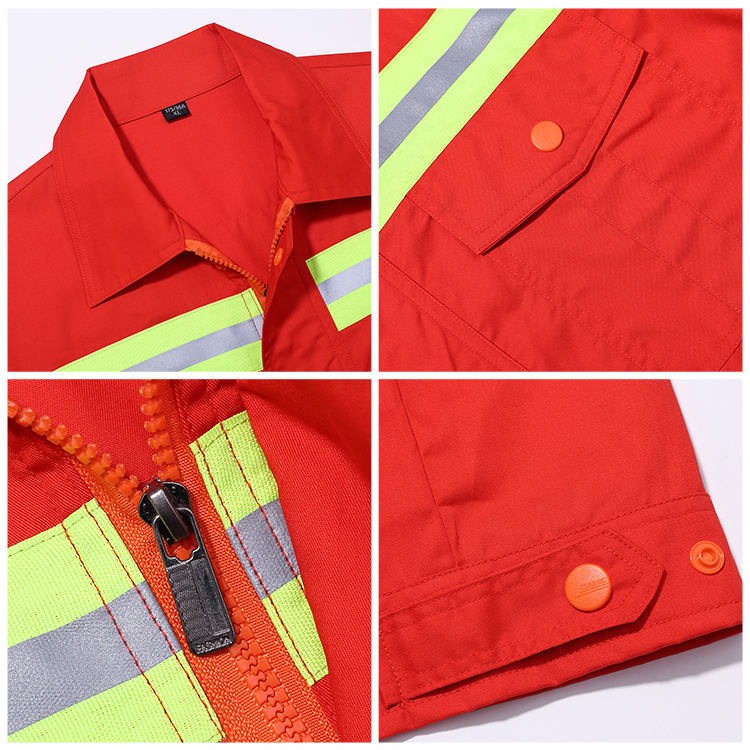 High visibility garbage worker hygiene suit jacket pants details