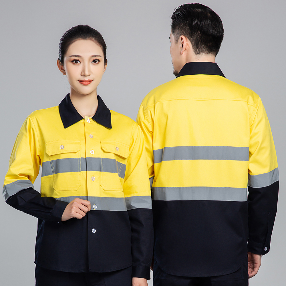 High-visibility long-sleeved work jacket front