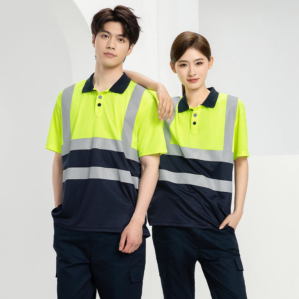 High visibility reflective polo shirt model image