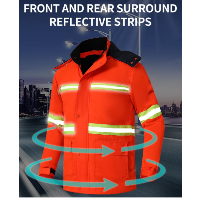 High visibility winter outdoor workwear visibility effect