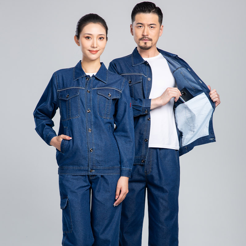 Mens denim jacket workwear model display