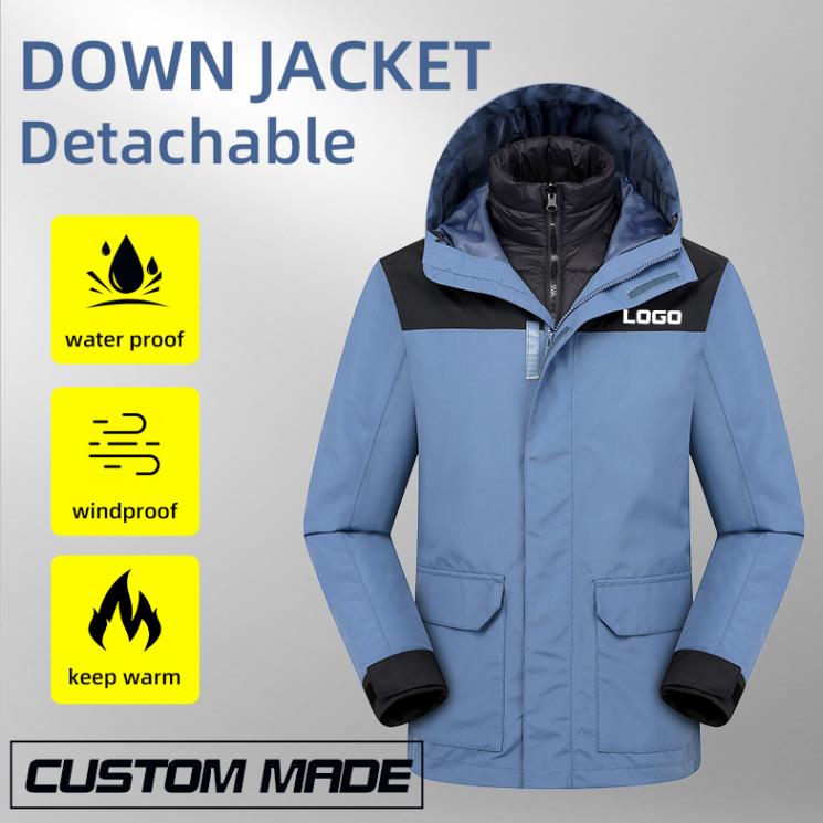 Outdoor assault jacket down jacket two-piece three in one detachable waterproof jacket