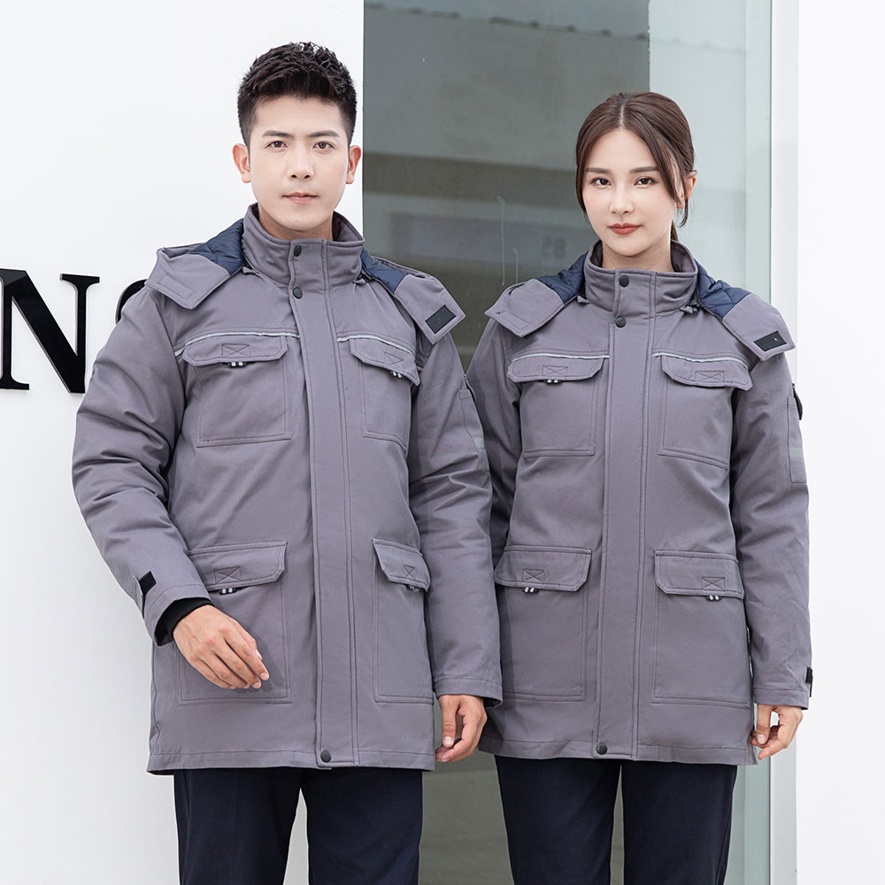 Outdoor work winter warm jacket gray display