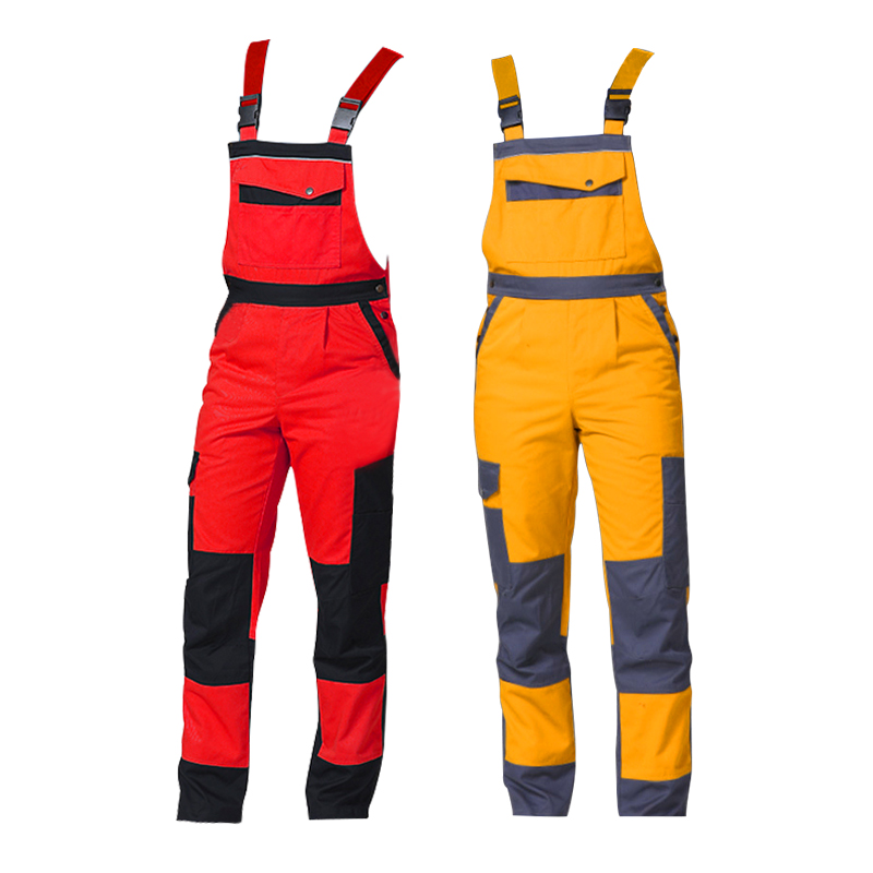 Stereoscopic view of overalls with integrated straps