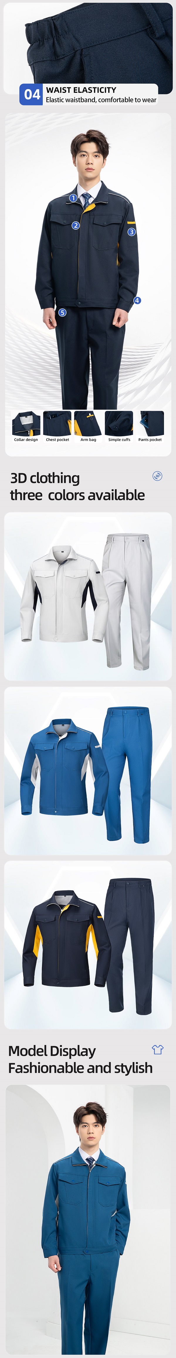 Introduction to anti-static safety protective clothing, jackets, pants, white, black, and blue styles