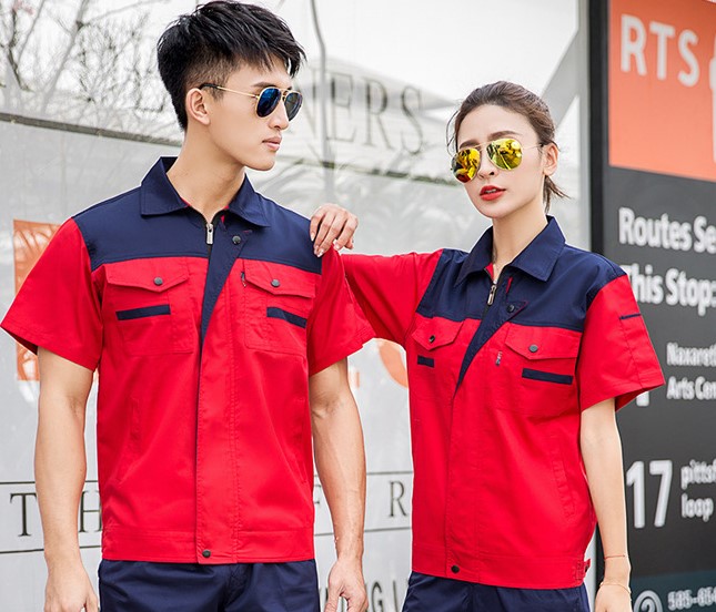 Summer Wear resistant and Comfortable Work Clothes Set Stereoscopic View