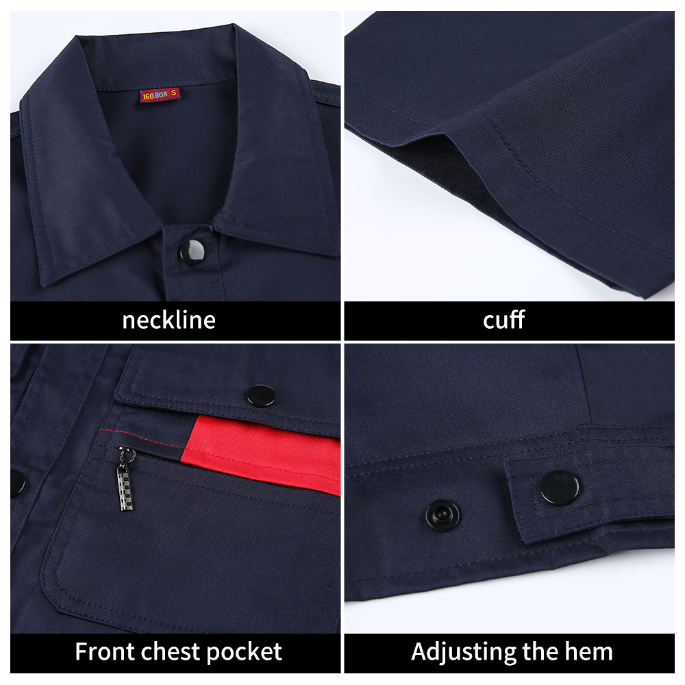 Summer workwear jacket and pants set jacket details