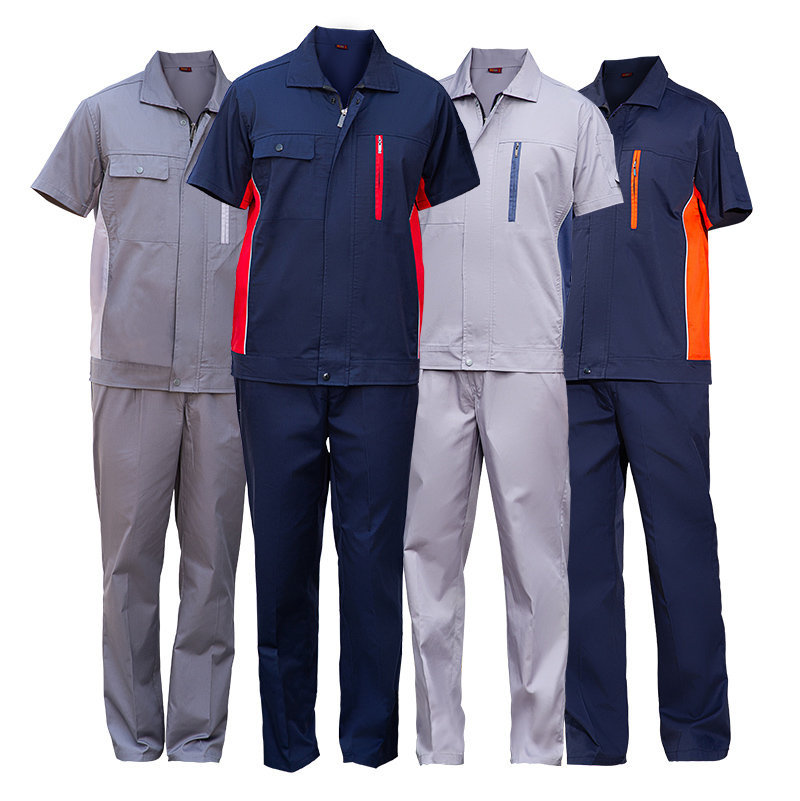 Three-dimensional image of short-sleeved work jacket and pants set