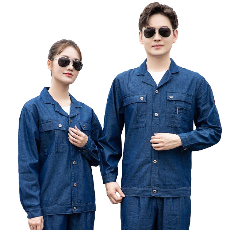 Wear resistant long sleeved denim workwear front