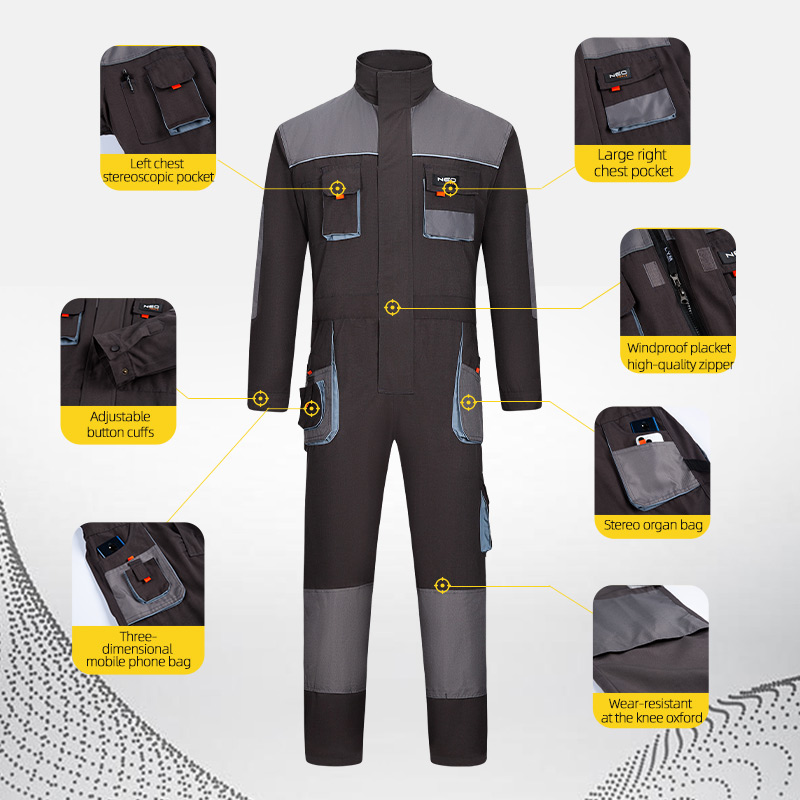 Wear resistant one-piece coverall details