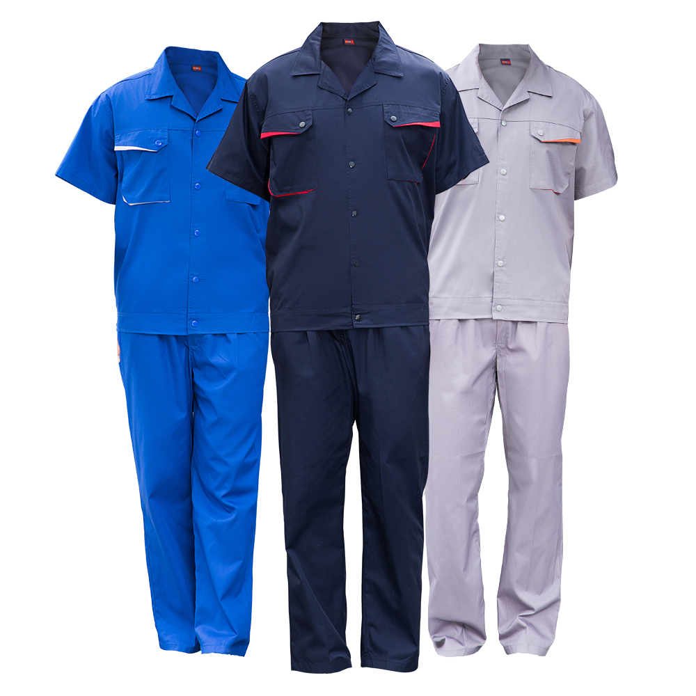 Wear-resistant short-sleeved work clothes suit 3D image