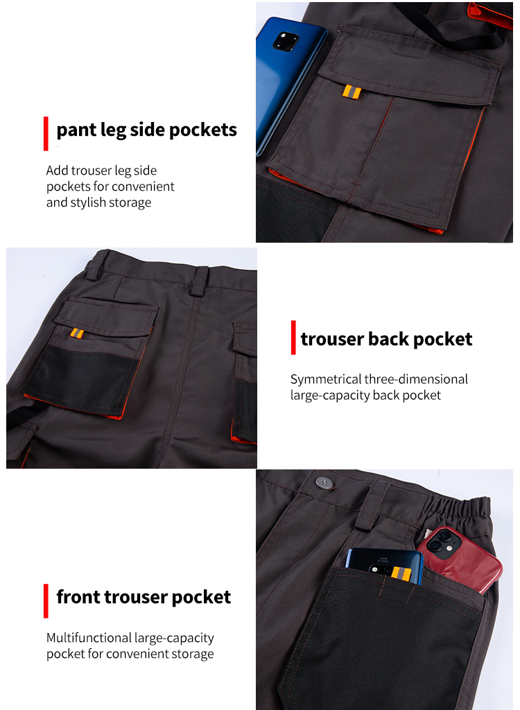 detailed display of leg side pockets back pockets and front pockets