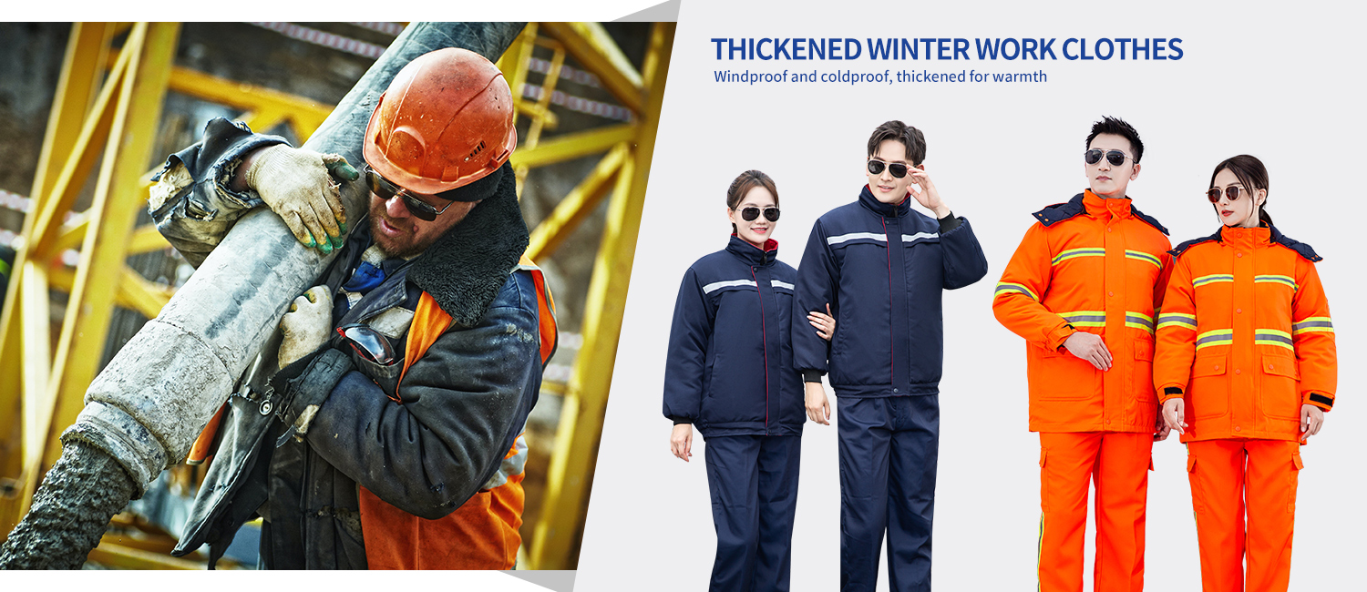 Thick winter workwear with high gloss reflective clauses